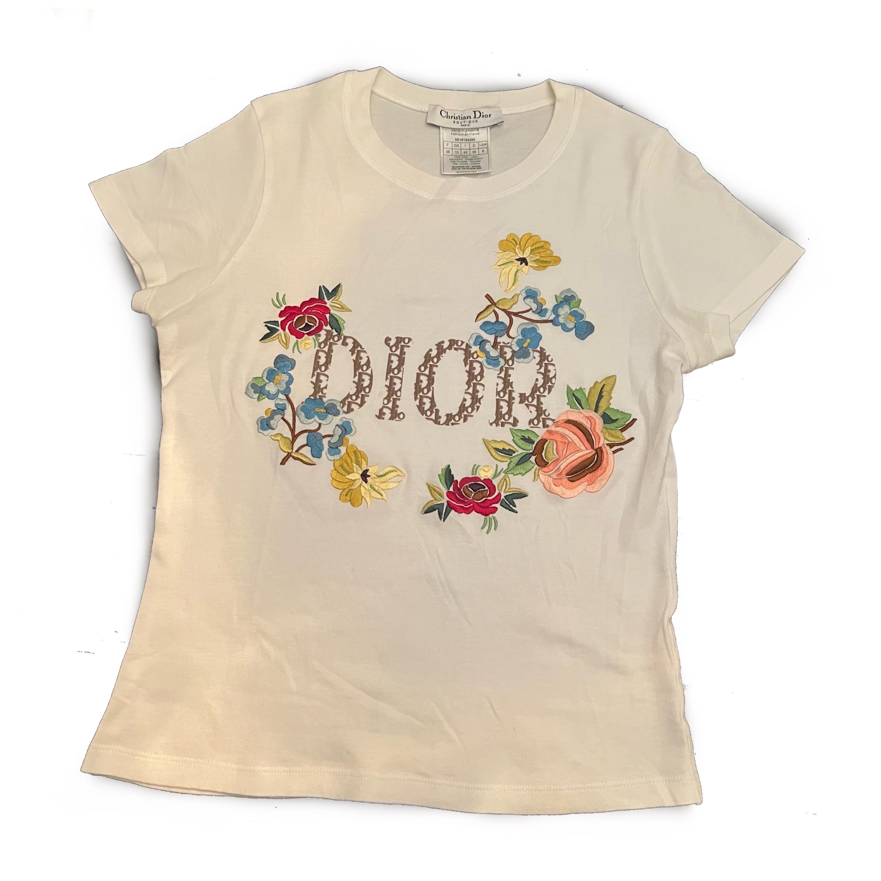 00's Christian Dior Flower Embroidered Tee – Riddle Me This Vintage